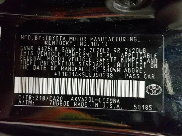 2020 TOYOTA CAMRY SE 4T1G11AK5LU890389
