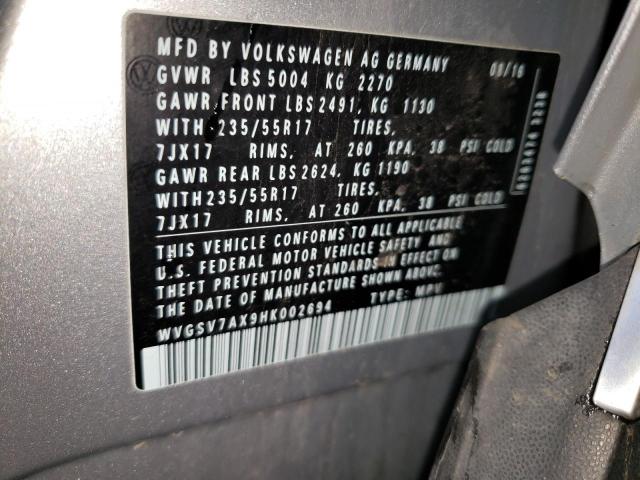 2017 VOLKSWAGEN TIGUAN WOL - WVGSV7AX9HK002694