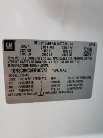 2015 CHEVROLET TAHOE C150 1GNSCBKC0FR107743