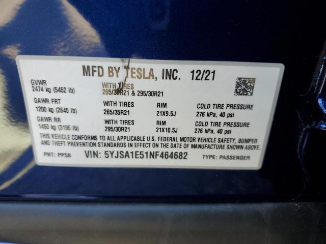 5YJSA1E51NF464682 Tesla MODEL S
