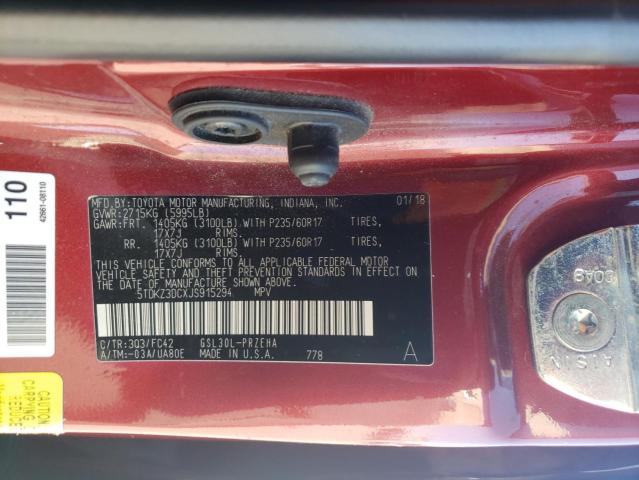 5TDKZ3DCXJS915294 Toyota SIENNA LE