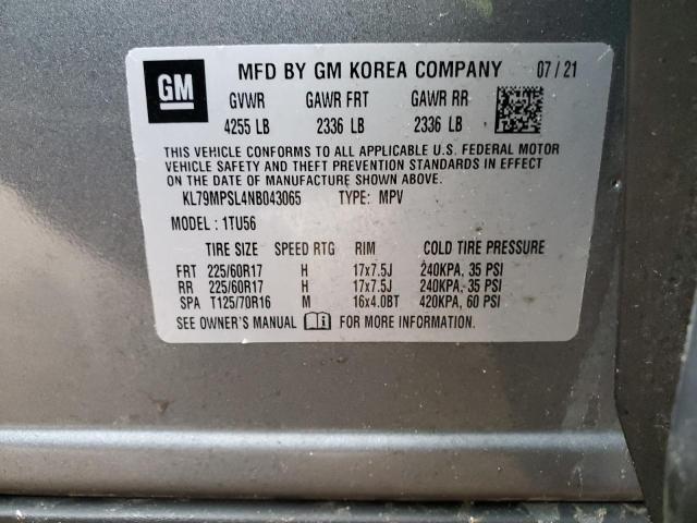 2022 CHEVROLET TRAILBLAZE KL79MPSL4NB043065