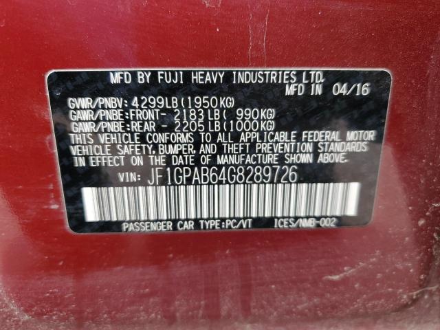 JF1GPAB64G8289726 Subaru Impreza Premium