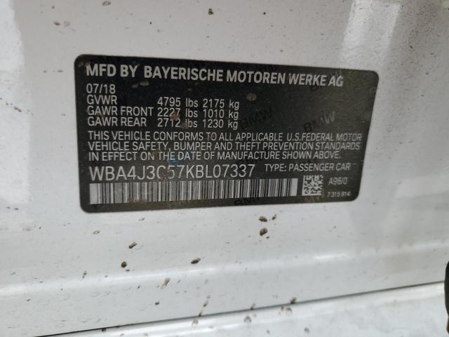 2019 BMW 430XI GRAN - WBA4J3C57KBL07337