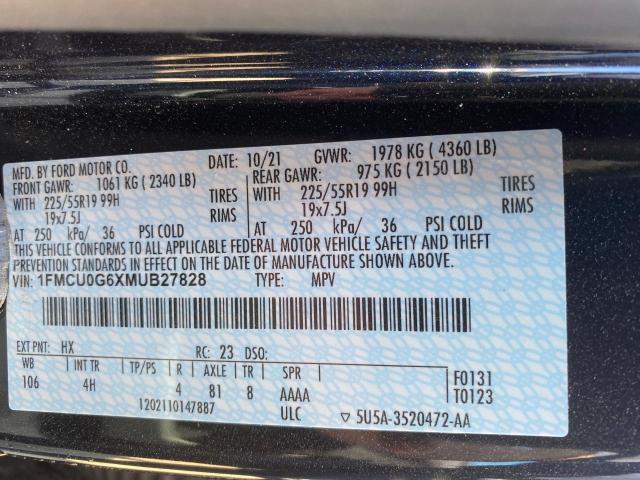 2021 FORD ESCAPE SE - 1FMCU0G6XMUB27828