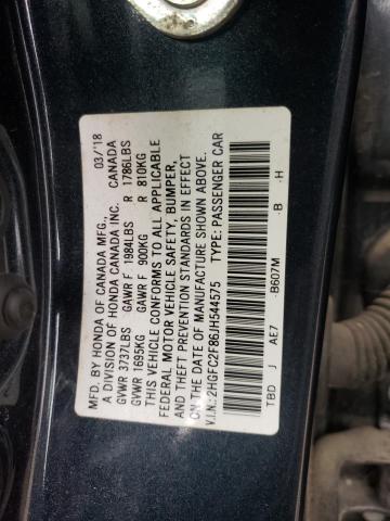2018 HONDA CIVIC EX 2HGFC2F86JH544575
