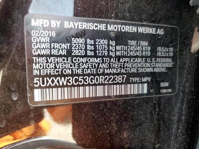 2016 BMW X4 XDRIVE2 - 5UXXW3C53G0R22387