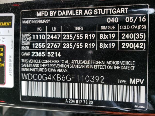 2016 MERCEDES-BENZ GLC 300 4M WDC0G4KB6GF110392