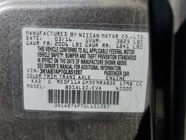 2016 NISSAN SENTRA S - 3N1AB7AP7GL651287