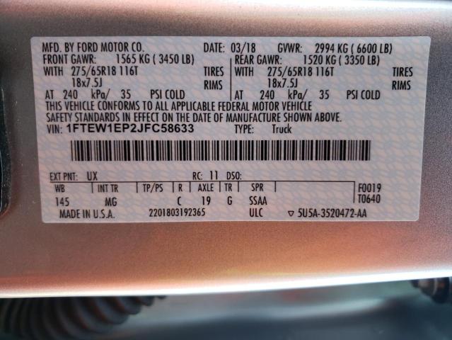 1FTEW1EP2JFC58633 Ford F150 Supercrew