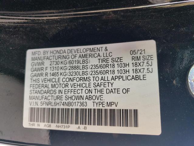 2022 HONDA ODYSSEY EX 5FNRL6H74NB017363