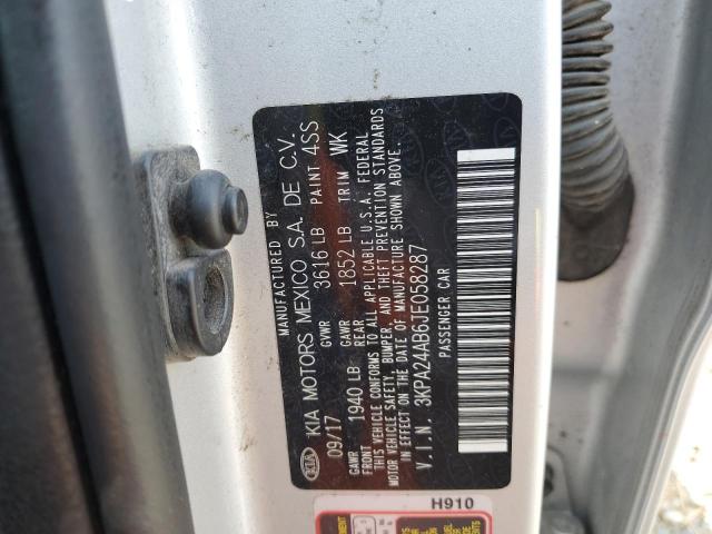3KPA24AB6JE058287 KIA RIO LX