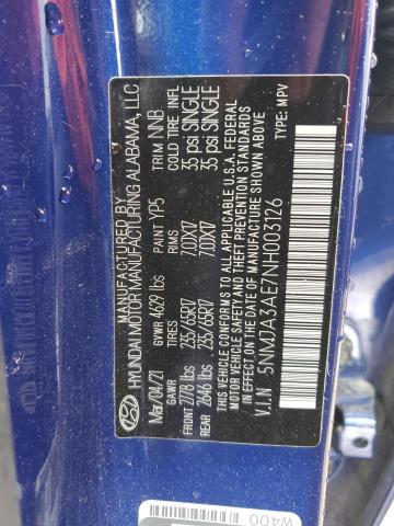 2022 HYUNDAI TUCSON SE 5NMJA3AE7NH003126