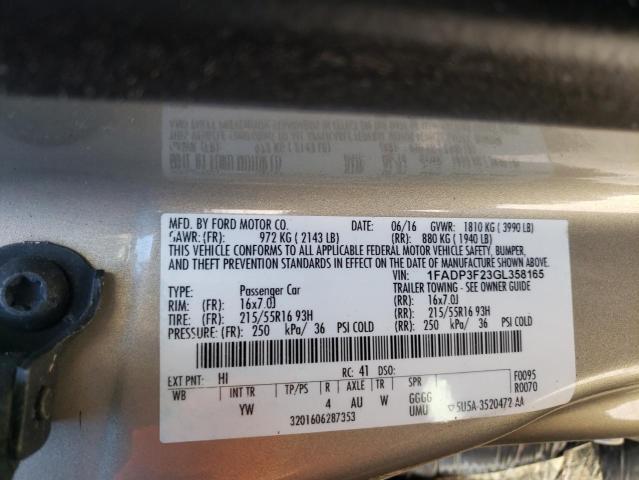 2016 FORD FOCUS SE 1FADP3F23GL358165