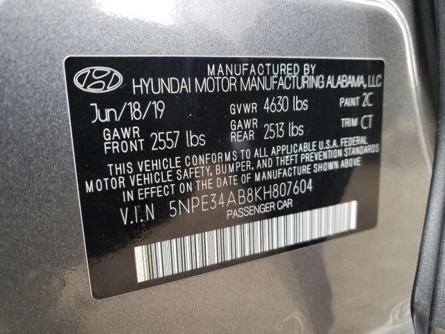 2019 HYUNDAI SONATA LIM 5NPE34AB8KH807604