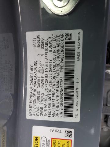 2022 HONDA CIVIC SPOR 2HGFE2F52NH577983