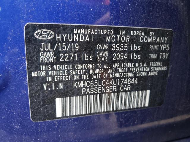 2019 HYUNDAI IONIQ BLUE KMHC65LC4KU174644