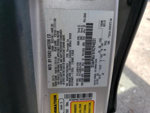 2015 FORD FUSION S 3FA6P0G7XFR294031