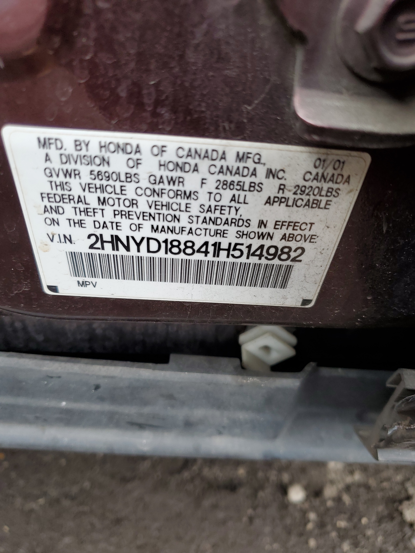 2HNYD18841H514982 2001 Acura Mdx Touring