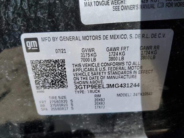 3GTP9EEL3MG431244 GMC Sierra K1500 At4