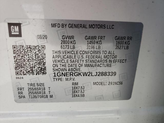 2020 CHEVROLET TRAVERSE L 1GNERGKW2LJ288339