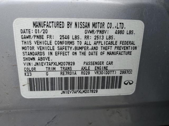 2020 INFINITI Q50 PURE - JN1EV7APXLM207829