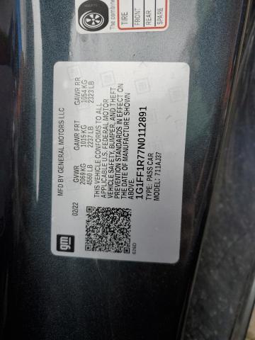 2022 CHEVROLET CAMARO LT1 1G1FF1R77N0112891