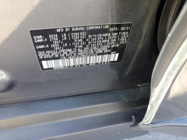 2021 SUBARU OUTBACK ON 4S4BTGLD9M3227503