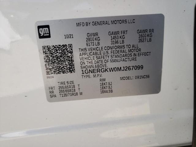 2021 CHEVROLET TRAVERSE L 1GNERGKW0MJ267099