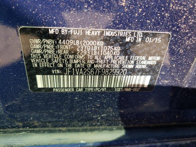 2015 SUBARU WRX STI LI JF1VA2S67F9829920