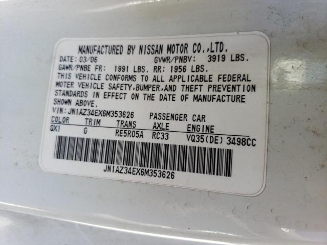 JN1AZ34EX6M353626 Nissan 350Z COUPE