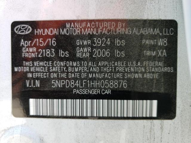 2017 HYUNDAI ELANTRA LI 5NPD84LF1HH058876