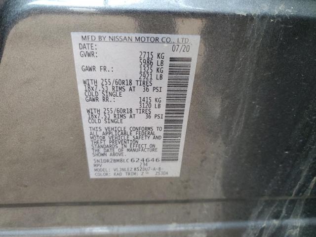 5N1DR2BM8LC624646 Nissan Pathfinder Sv