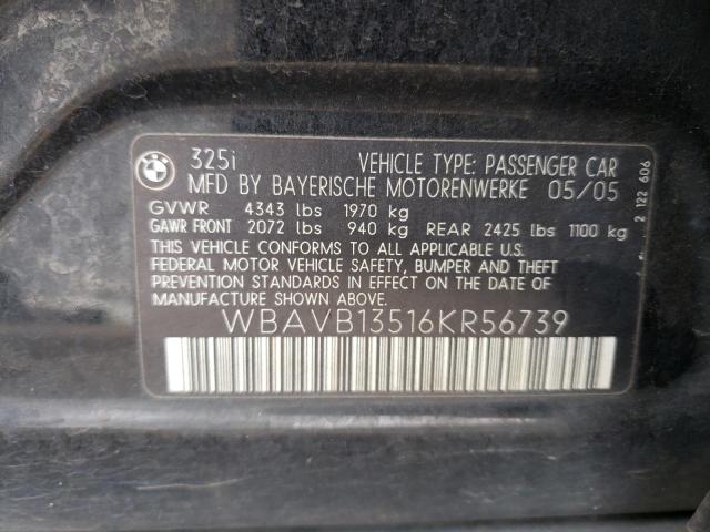 WBAVB13516KR56739 BMW 325 I