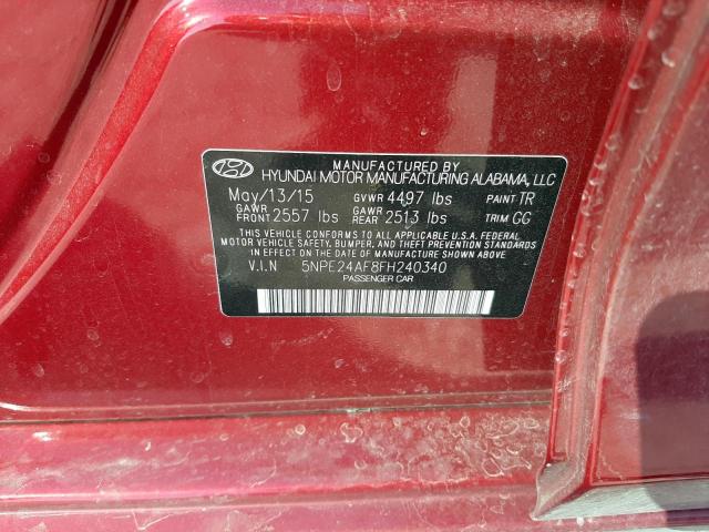 5NPE24AF8FH240340 Hyundai SONATA SE