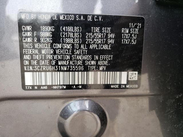 2022 HONDA HR-V LX 3CZRU6H31NM735596