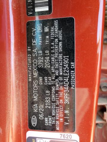 3KPF34AD4LE254901 KIA Forte Gt Line