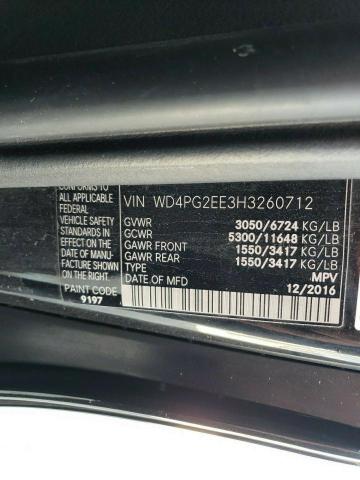 2017 MERCEDES-BENZ METRIS - WD4PG2EE3H3260712