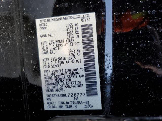 5N1BT3BA8NC726777 Nissan ROGUE SV