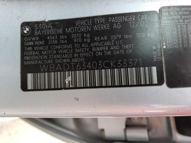 WBADT63403CK33371 BMW 530 I Automatic
