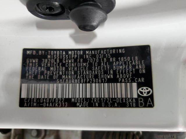 2015 TOYOTA COROLLA L 5YFBURHE8FP290617