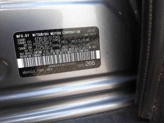 2017 MITSUBISHI OUTLANDER JA4AD2A33HZ035663