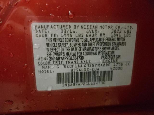 2016 NISSAN SENTRA S - 3N1AB7AP2GL654730
