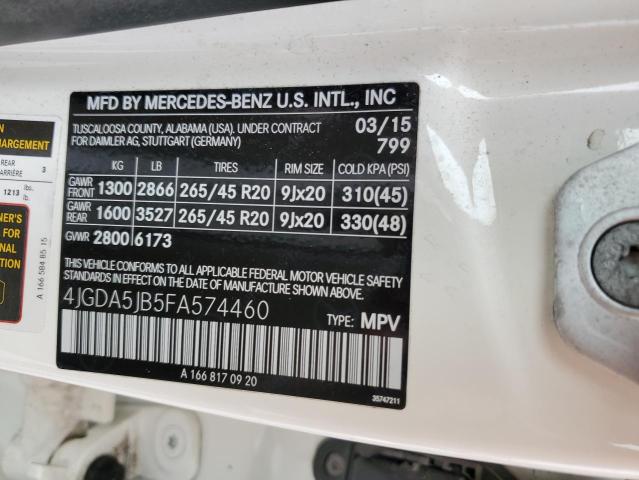 2015 MERCEDES-BENZ ML 350 - 4JGDA5JB5FA574460