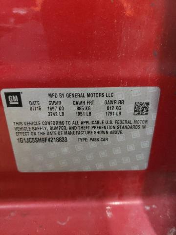 2015 CHEVROLET SONIC LT - 1G1JC5SH9F4218833