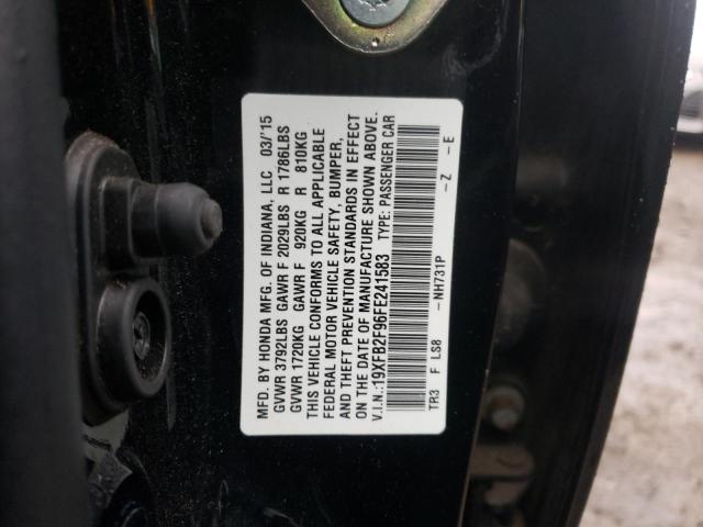 2015 HONDA CIVIC EXL 19XFB2F96FE241583