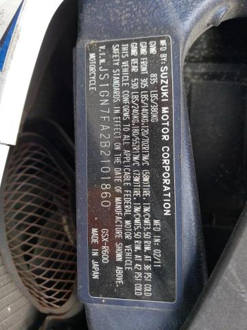2011 SUZUKI GSX-R600 - JS1GN7FA2B2101860
