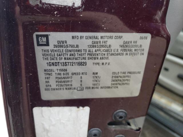 2007 Chevrolet Trailblazer Ls VIN: 1GNDT13S772116829 Lot: 49179464