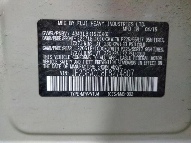 JF2GPACC8F8274807 Subaru Xv Crosstrek 2.0 Premium