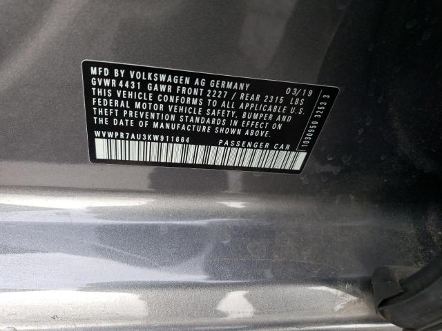 2019 VOLKSWAGEN E-GOLF SEL WVWPR7AU3KW911664